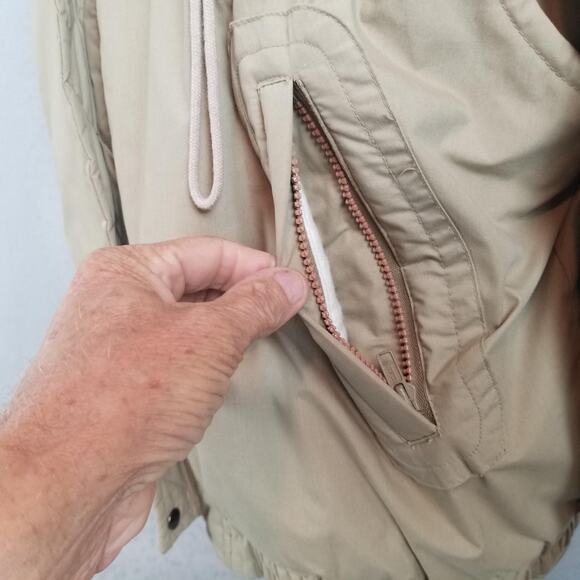 Vintage St Johns Bay Jacket Mens XL Tan Hooded Bomber Puffer Made Korea 90s - Picture 3 of 16